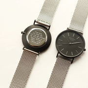 Personalised Men's Architect Minimalist Watch With Steel Silver Mesh Strap
