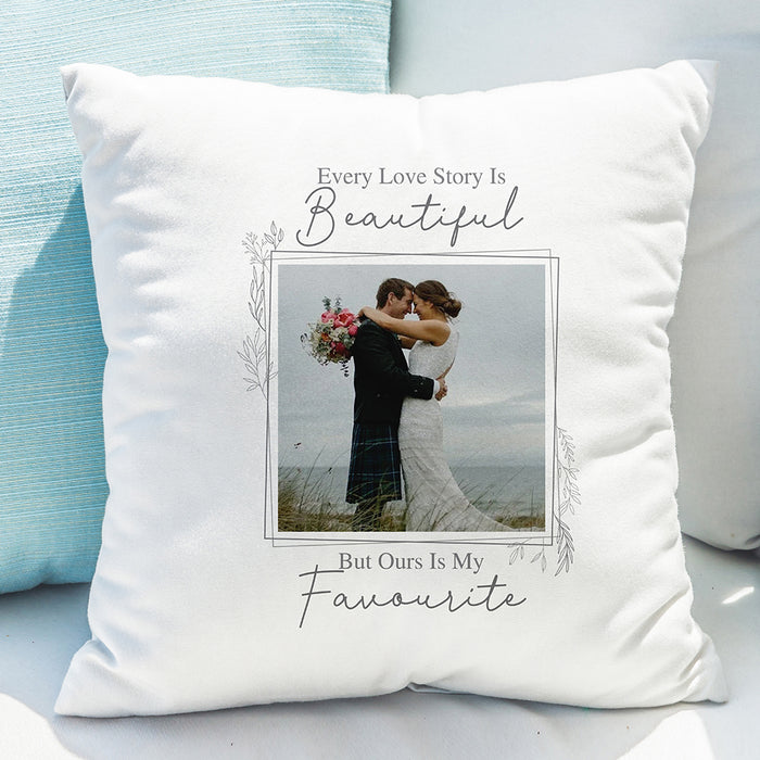 Personalised Love Story Photo Upload Cushion | Romantic Gift 
