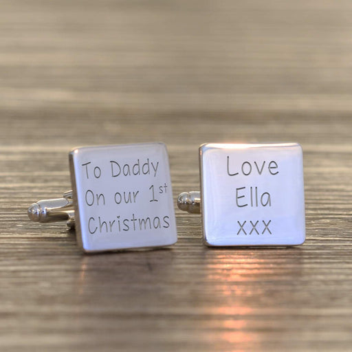Personalised To Daddy On Our 1st Christmas Cufflinks - Myhappymoments.co.uk