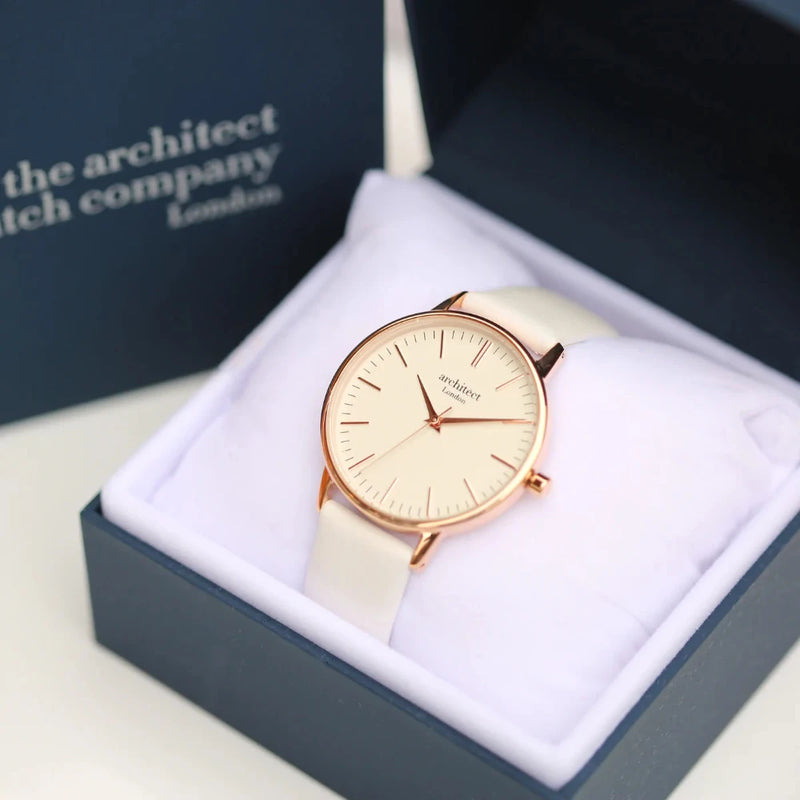 Personalised Ladies Architect Blanc Watch With White Strap