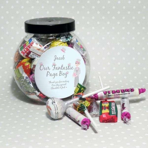 Personalised Fabulous Pageboy Sweet Jar - Myhappymoments.co.uk