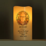 Personalised Light In Our Hearts Memorial Photo Upload LED Candle