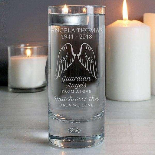 Personalised Guardian Angel Wings Floating Candle Holder - Myhappymoments.co.uk