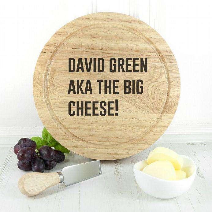 Engraved Any Message Round Cheese Board Set