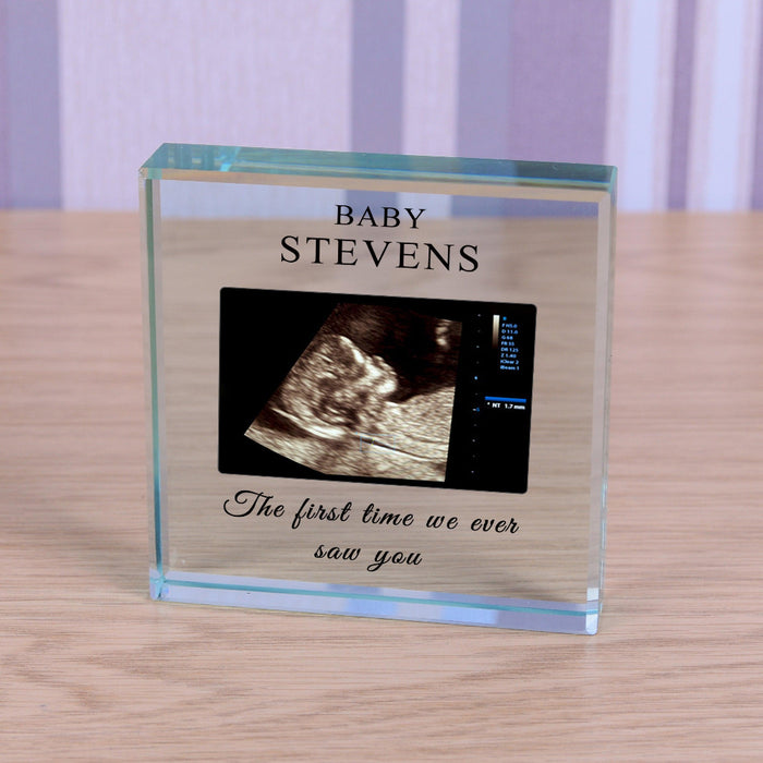 Personalised First Time We Ever Saw You Baby Scan Glass Block
