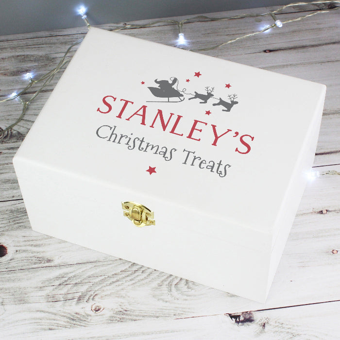 Personalised Christmas Eve White Wooden Box