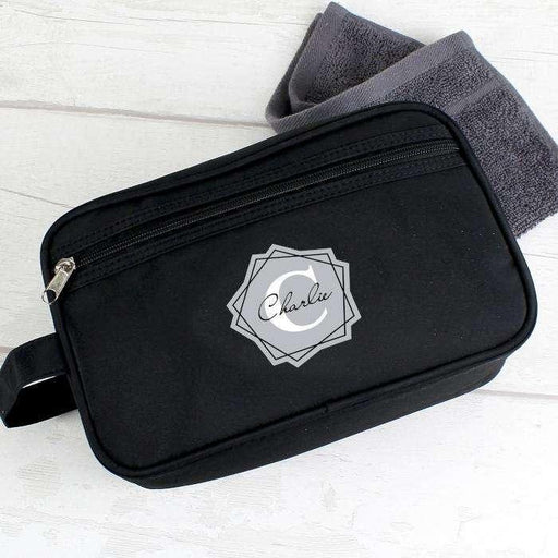 Personalised Initial Black Wash Bag - Myhappymoments.co.uk