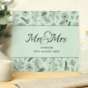 Personalised Mr & Mrs Wedding Botanical Glass Chopping Board