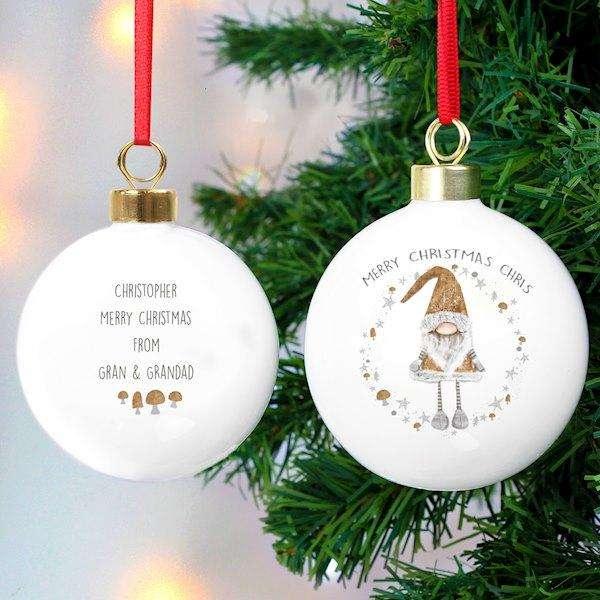 Personalised Scandinavian Christmas Gnome Bauble - Myhappymoments.co.uk