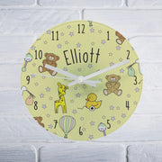 Personalised Nursery Scene Glass Round Clock