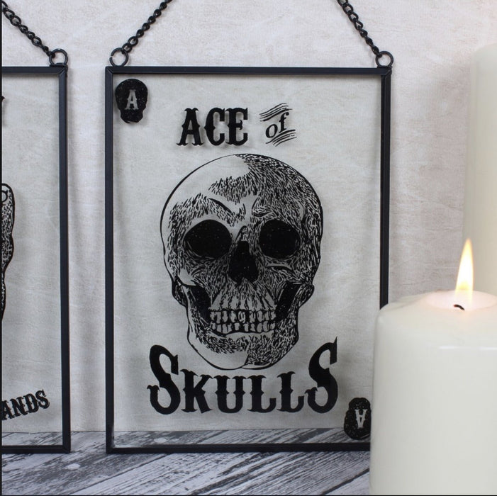 Glass Ace Of Skulls Hanging Sign - Pukka Gifts