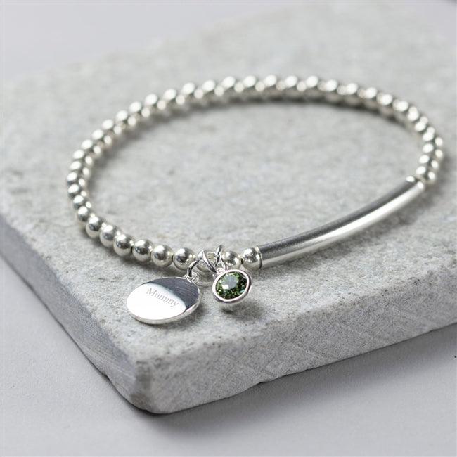 Sterling Silver Birthstone Stretch Bracelet