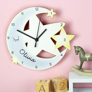 Personalised Children’s Moon and Stars Shape Wooden Clock