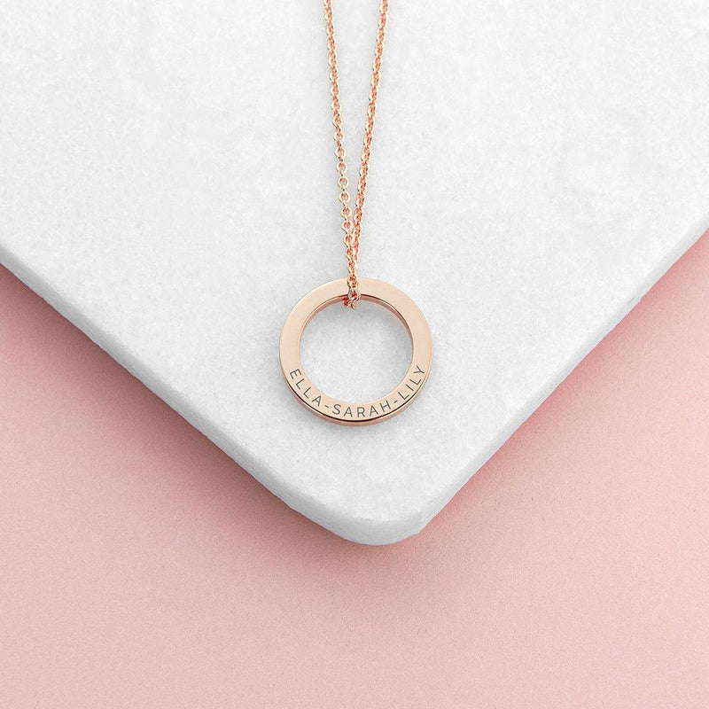 Personalised Family Ring Necklace -  18ct Rose Gold