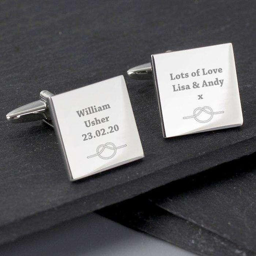Personalised Tie the Knot Square Cufflinks - Myhappymoments.co.uk