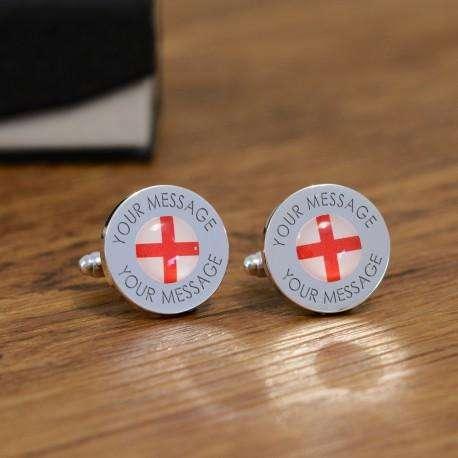 Personalised St George Cross England Flag Cufflinks - Myhappymoments.co.uk