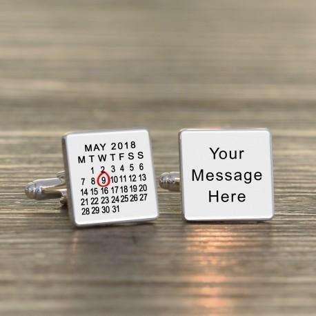 Personalised Date and Message Calendar Cufflinks - Myhappymoments.co.uk