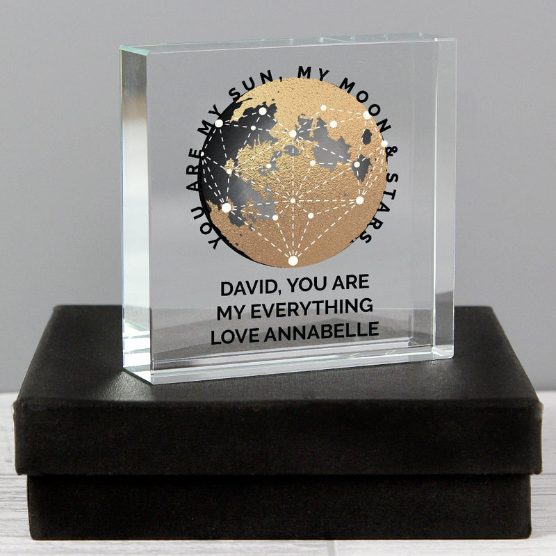 Personalised You Are My Sun My Moon Crystal Glass Block