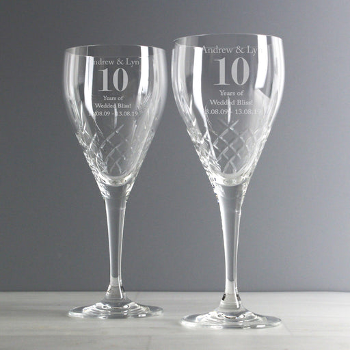 Personalised Anniversary Crystal Wine Glasses
