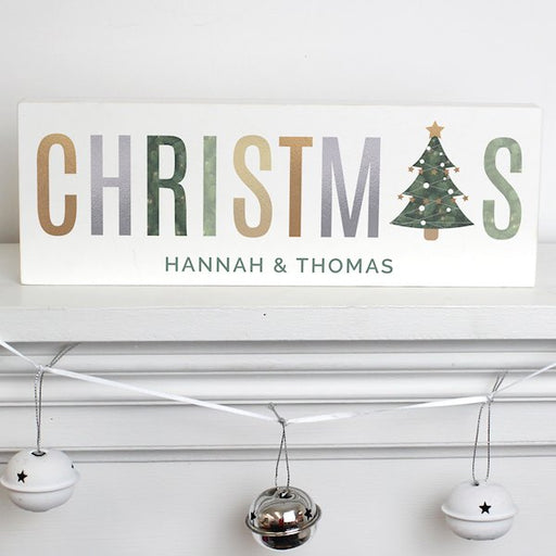 Personalised Christmas Wooden Block Mantel Sign Decoration - Myhappymoments.co.uk
