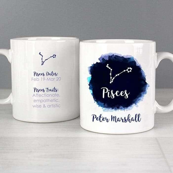 Personalised Pisces Zodiac Star Sign Mug (February 19th - March 20th) - Myhappymoments.co.uk