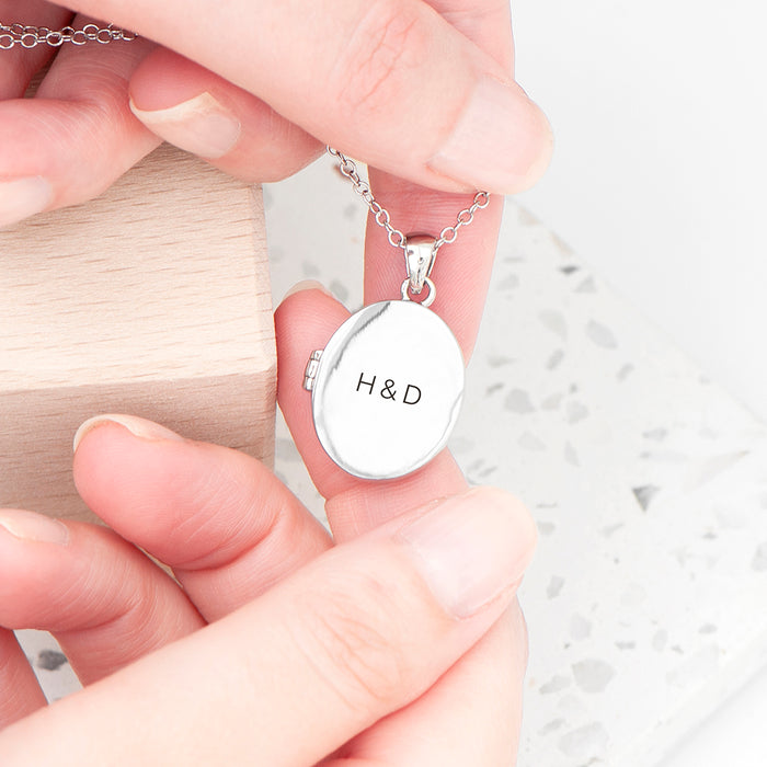 Personalised Oval Photo Locket Necklace - Silver Plated