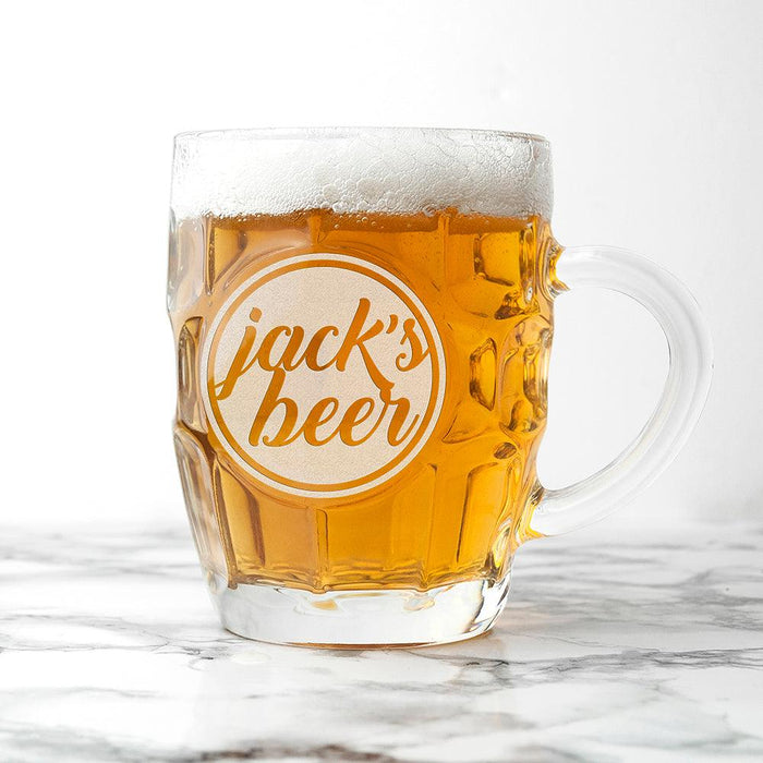 Personalised Name Dimpled Beer Glass