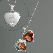 Personalised Children's Sterling Silver Cubic Zirconia Heart Locket Necklace