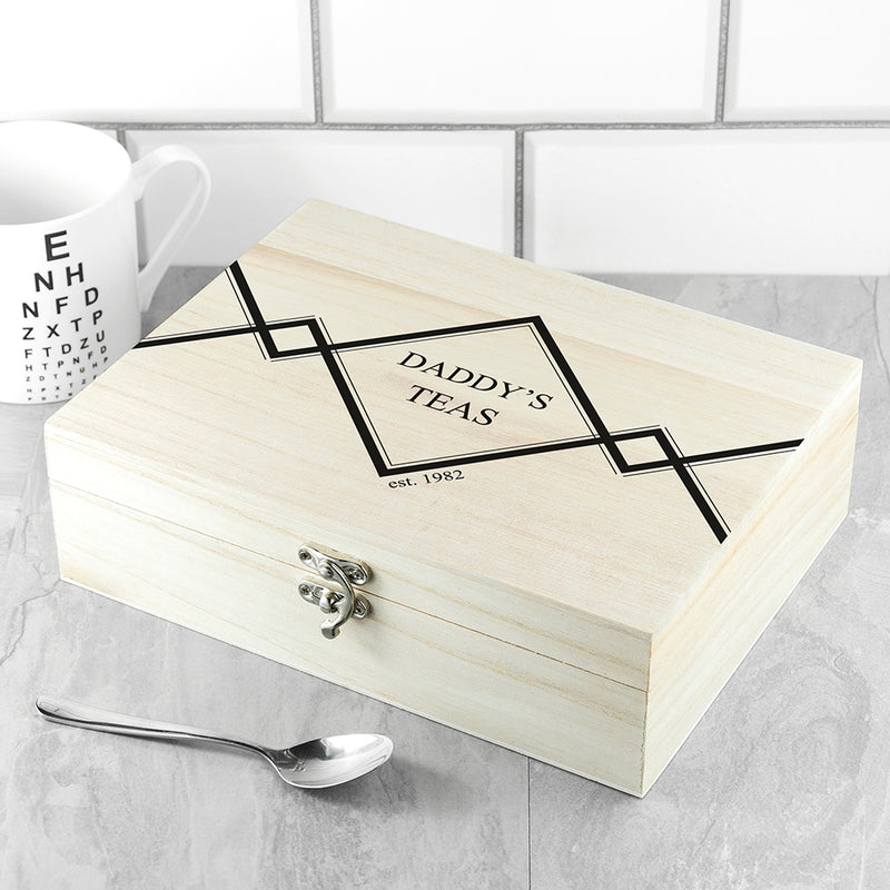 Gentlemen's Teas Personalised Wooden Tea Box