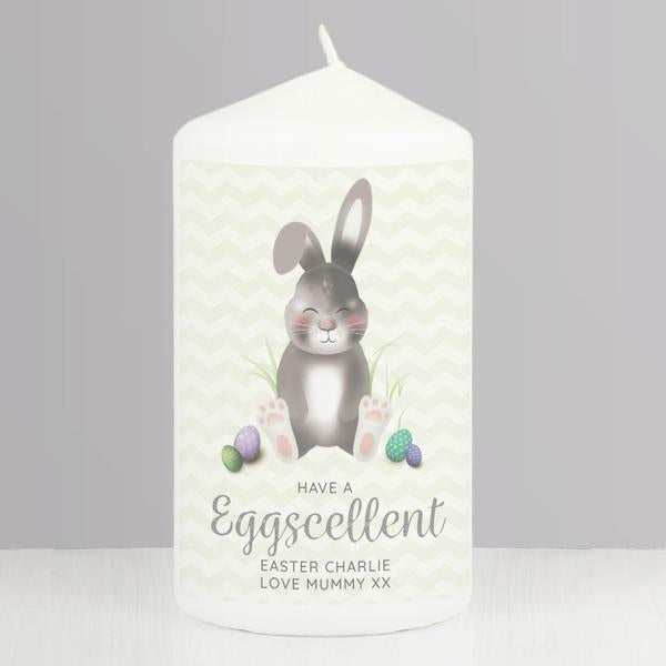 Personalised Easter Bunny Pillar Candle - Myhappymoments.co.uk