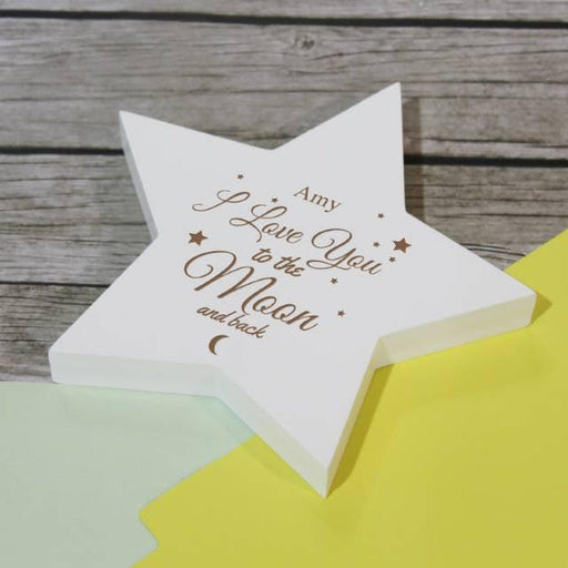 Personalised I Love You To The Moon & Back Wooden Star Plaque