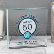 Personalised Birthday Age Crystal Glass Block