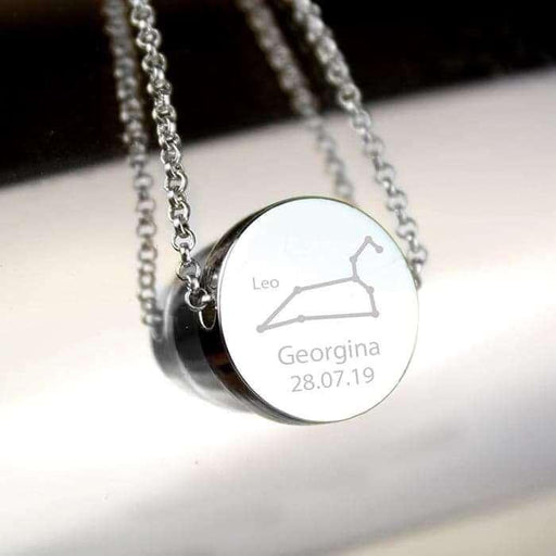 Personalised Leo Zodiac Star Sign Silver Tone Necklace (July 23rd - August 22nd) - Myhappymoments.co.uk