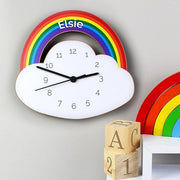 Personalised Rainbow and Cloud Shape Wooden Clock