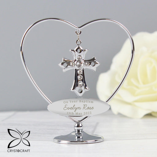Personalised Crystocraft Cross Ornament - Myhappymoments.co.uk