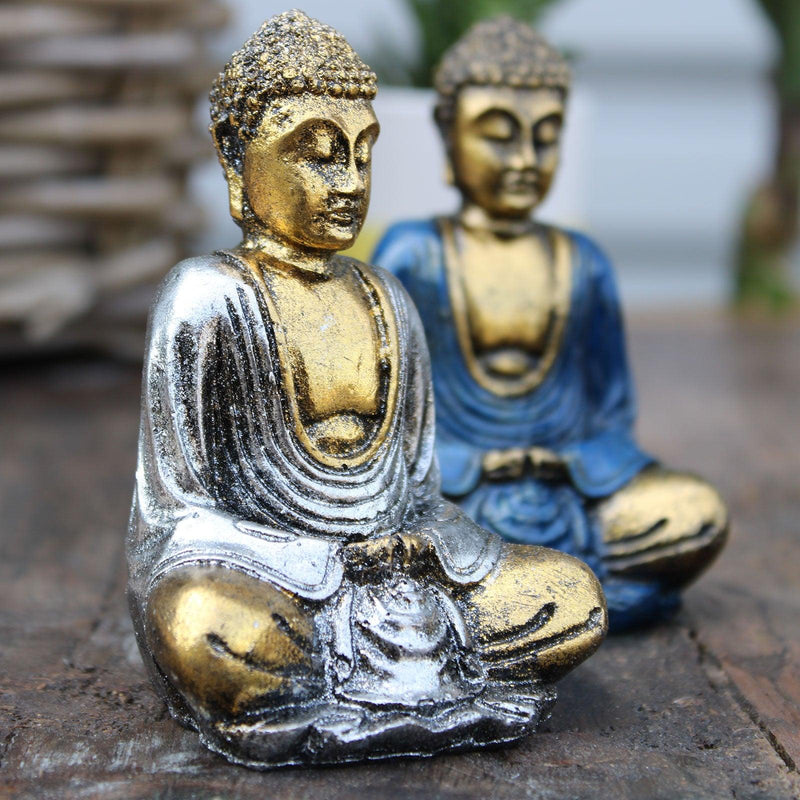 6x Gold Mini Buddha Figures (Assorted Colours)