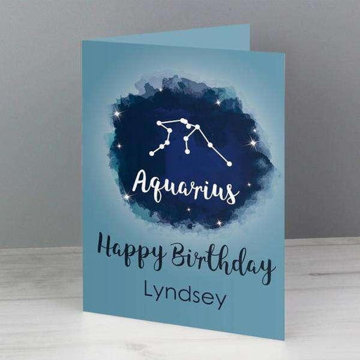Personalised Aquarius Zodiac Star Sign Birthday Card (January 20th - February 18th) - Myhappymoments.co.uk
