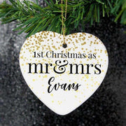 Personalised 1st Christmas As Mr & Mrs Ceramic Heart Decoration - Myhappymoments.co.uk