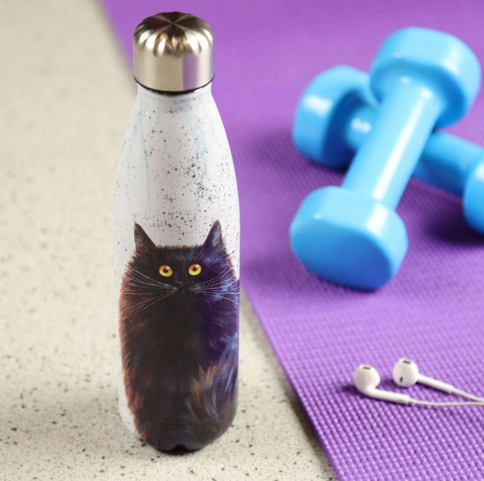 Kim Haskins Black Cat Reusable Stainless Steel Hot & Cold Drinks Bottle