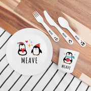 Personalised Christmas Children's Winter Penguin Dinner Set