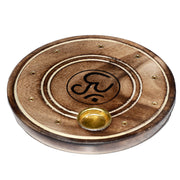 Mango Wood Round Om Ashcatcher Incense Sticks & Cones Burner