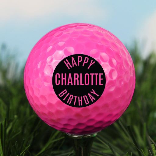 Personalised Happy Birthday Pink Golf Ball