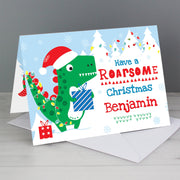 Personalised Dinosaur 'Have a Roarsome Christmas' Card