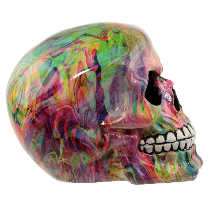 Rainbow Marble Skull Ornament
