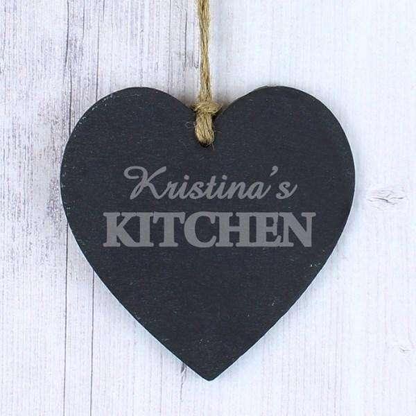 Personalised Kitchen Slate Heart Decoration - Myhappymoments.co.uk