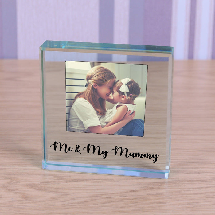 Me & My Mummy Photo Crystal Glass Block