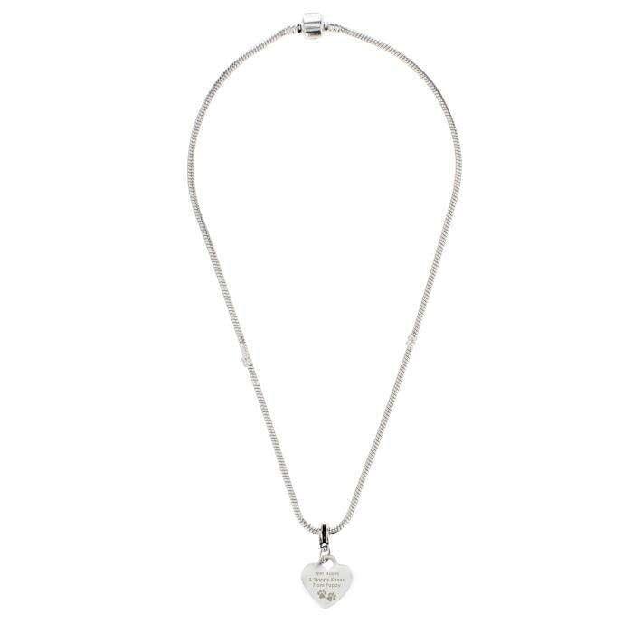 Personalised Pet Memorial Pawprint Heart Charm Necklace - Myhappymoments.co.uk