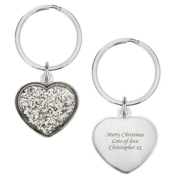 Personalised Diamante Heart Keyring - Myhappymoments.co.uk