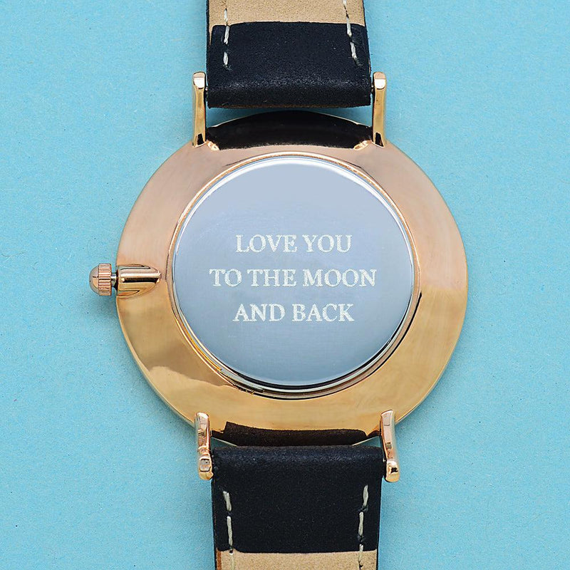 Elie Beaumont Personalised Ladies Leather Watch in Black