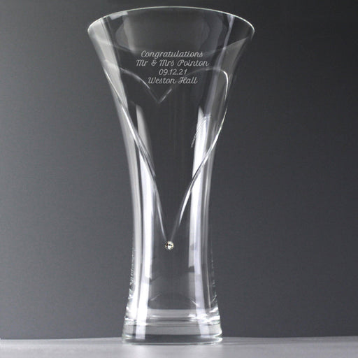 Engraved Diamante Crystal Heart Vase